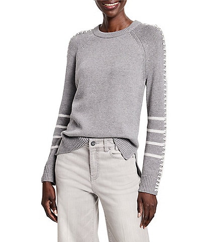 NIC + ZOE Dashing Down Knit Round Neck Long Sleeve Sweater