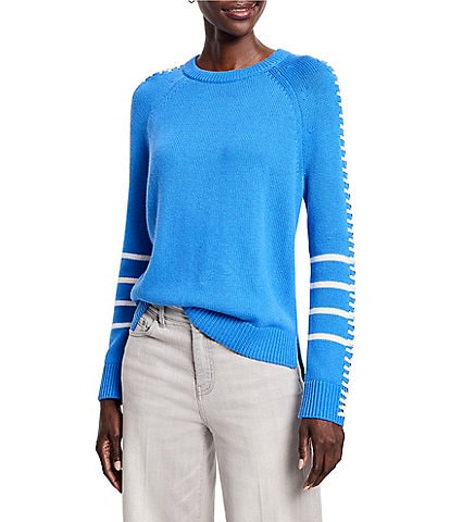 NIC + ZOE Dashing Down Knit Round Neck Long Sleeve Sweater