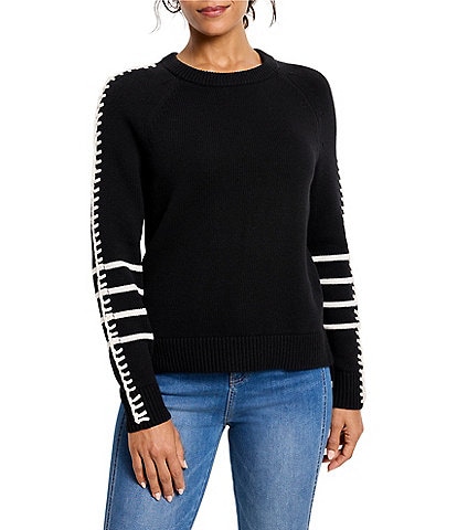 NIC + ZOE Dashing Down Knit Round Neck Long Sleeve Sweater