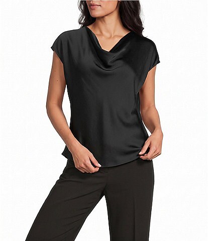 NIC + ZOE Day Gloss Drape Neck Cap Sleeve Tee Top