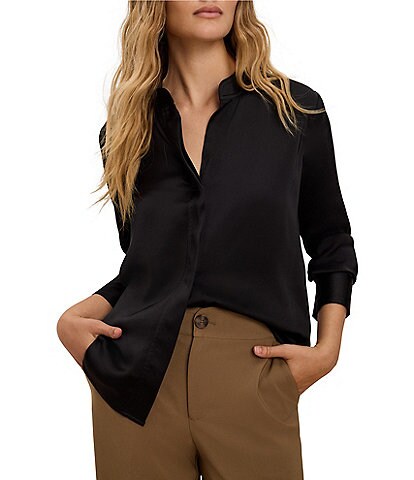 NIC + ZOE Day Gloss Stand Collar Long Sleeve Button-Front Shirt