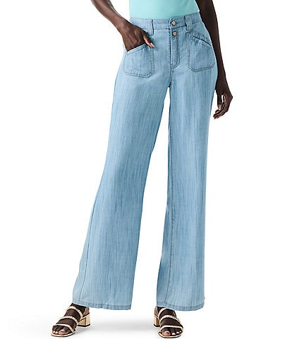 NIC + ZOE Drapey Denim Wide-Leg Patch Pocket Jeans