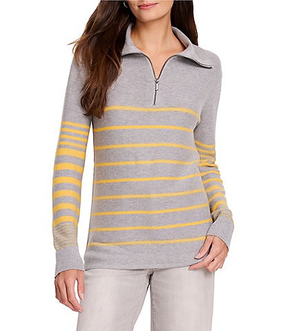 NIC + ZOE Easy Stripe Half Zip Long Sleeve Sweater