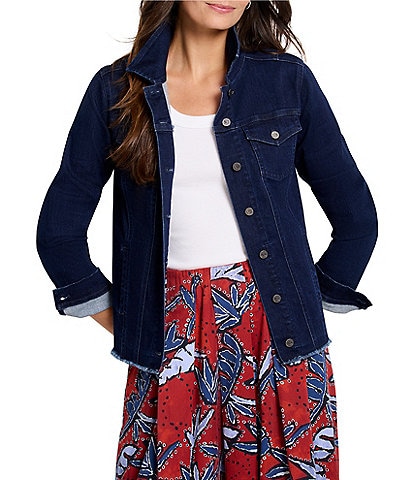 NIC + ZOE Essential Point Collar Long Sleeve Snap Front Denim Jacket