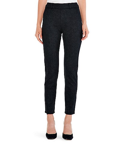 NIC + ZOE Faux Suede Foiled Knit Slim Leg Pull-On Trouser Ankle Pants