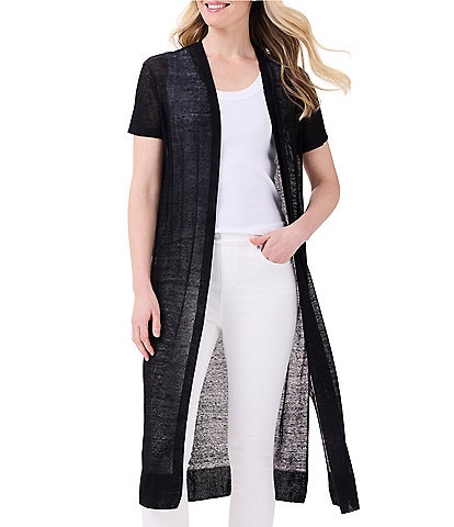 NIC + ZOE Featherweight Sweater Knit Open Front Short Sleeve Duster Cardigan