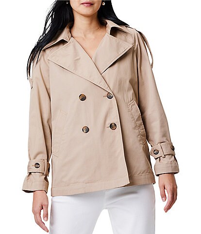 NIC + ZOE Femme Raglan Sleeve Notch Lapel Collar Double Breasted Trench Jacket