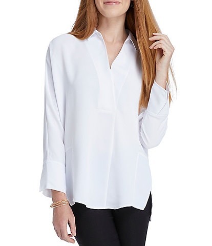 NIC + ZOE Flowing Ease Point Collar Long Sleeve Easy Top