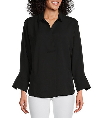 NIC + ZOE Flowing Ease Point Collar Long Sleeve Easy Top