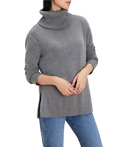 NIC + ZOE Foldover Turtleneck Long Sleeve Side Zip Sweater