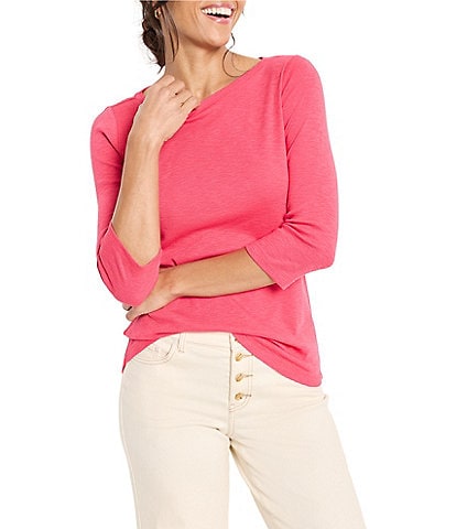 NIC + ZOE Knit Boat Neck 3/4 Sleeve Tee
