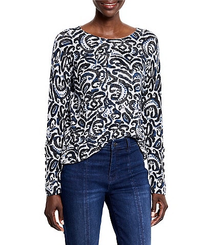 NIC + ZOE Knit Tossed Paisley Print Super Soft Sweater