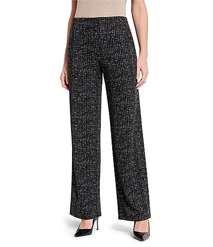 NIC + ZOE Lenox Knit Dotty Grid Flat Front Wide Leg Pant