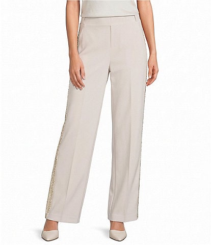 NIC + ZOE Lenox Sleek Stretch Sequin Wide Leg Pull-On Tuxedo Pants