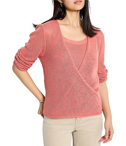 NIC + ZOE Mesh 4-Way V-Neck Bracelet Sleeve Open Front Cardigan