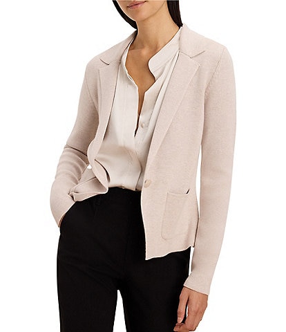 NIC + ZOE Notch Collar Long Sleeve Single Button-Front Elegant Knit Tailored Blazer