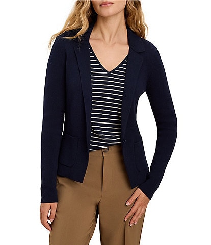 NIC + ZOE Notch Collar Long Sleeve Single Button-Front Elegant Knit Tailored Blazer