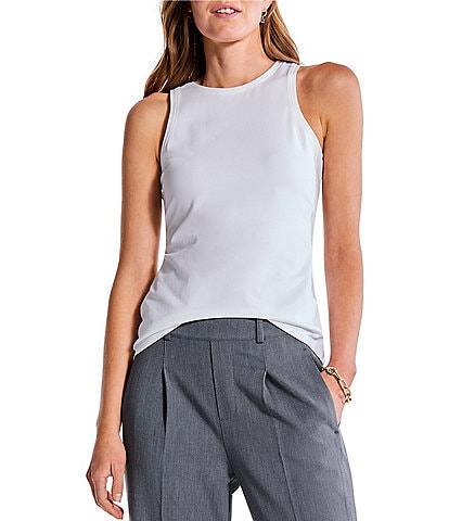 NIC + ZOE Perfect Stretch Cotton Crew Neck Sleeveless Fitted Tank