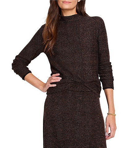 NIC + ZOE Pixel Knit Funnel Neck Long Sleeve Sweater