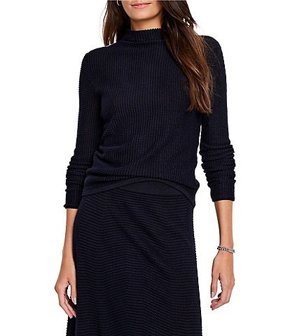 NIC + ZOE Pixel Knit Funnel Neck Long Sleeve Sweater