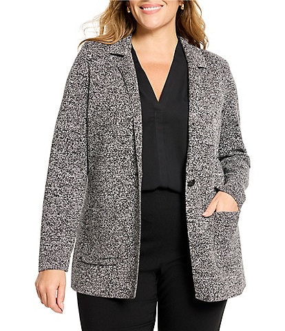 NIC + ZOE Plus Size Elegant Knit Notch Lapel Long Sleeve Blazer