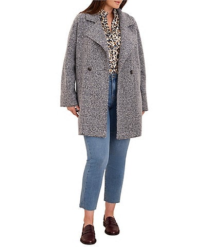 NIC + ZOE Plus Size Tweed Stitch Cotton-Blend Notch Collar Long Sleeve Button-Front Sweater Jacket