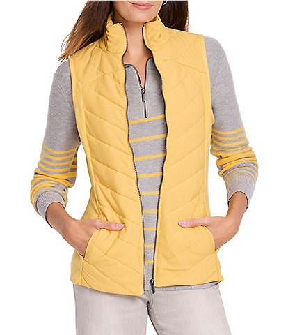 NIC + ZOE Quilted Knit Trim Zip Front Puffer Vest