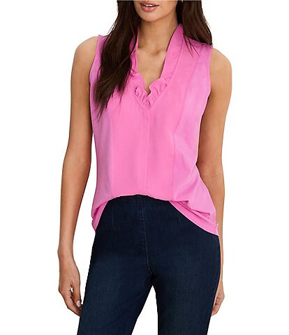 NIC + ZOE Ruffled Around V-Neck Sleeveless Tank