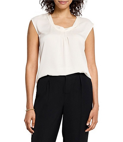 NIC + ZOE Satin Chiffon Scoop Neck Sleeveless Blouse