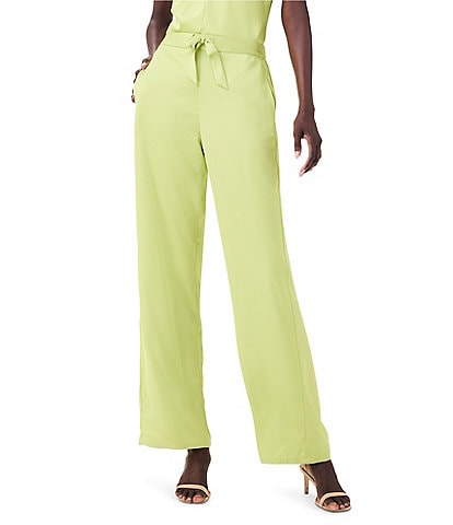 NIC + ZOE Solid Crepe Flat Front Wide Leg Coordinating Pull-On Pants