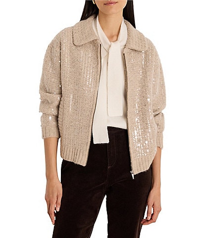NIC + ZOE Spread Collar Long Sleeve Mohair Shimmer Knit Jacket