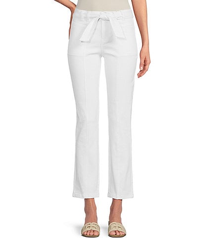 NIC + ZOE Stretch Woven Wide-Leg Belted Ankle Jeans