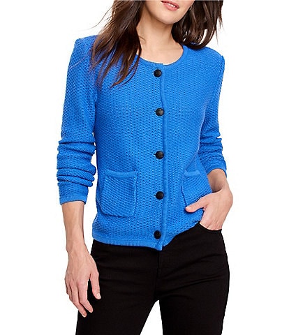 NIC + ZOE Textured Knit V-Neck Long Sleeve Button Front Cardigan