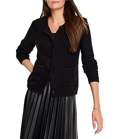 NIC + ZOE Textured Knit V-Neck Long Sleeve Button Front Cardigan