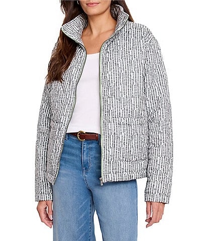 NIC + ZOE Throw On Stripe Quilted Zip Front Puffer Jacket