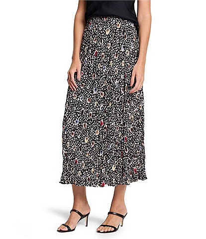 NIC + ZOE Woven Spotted Dot A-Line Midi Skirt