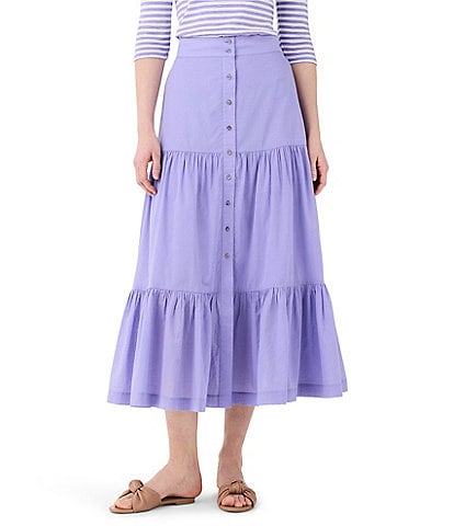 NIC + ZOE Woven Tiered Button-Front A-Line Skirt
