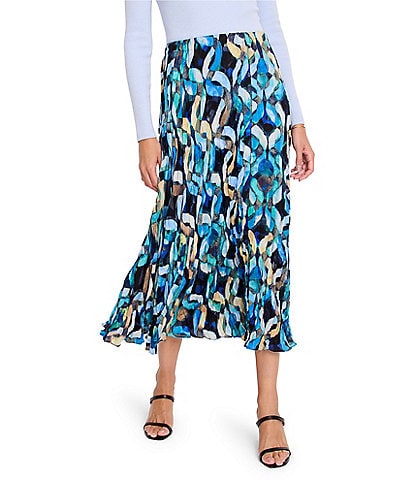 NIC + ZOE Woven Wave Links Mid Rise A-Line Midi Skirt