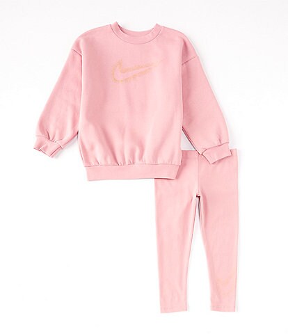 Nike Little Girls 2T-6X Long Sleeve Crew and Jogger 2-Piece Set