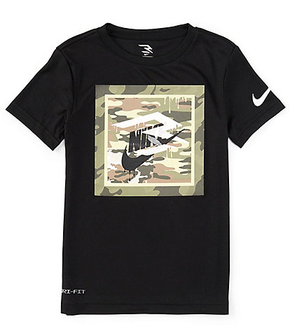 Nike 3BRAND By Russell Wilson Big Boys 8-20 Short Sleeve Camo Box Logo T-Shirt