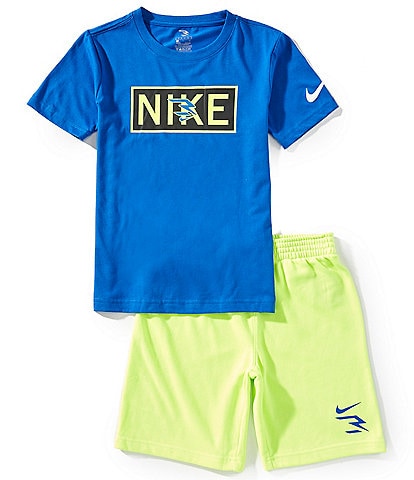 Nike 3BRAND by Russell Wilson Big Boys 8-20 Short-Sleeve Plate Logo Knit T-Shirt & Solid French Terry Shorts Set