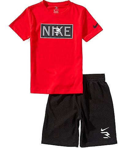 Nike 3BRAND by Russell Wilson Big Boys 8-20 Short-Sleeve Plate Logo Knit T-Shirt & Solid French Terry Shorts Set