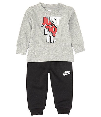 Nike Baby Boys 12-24 Months Long Sleeve Crew Neck Tee and Fleece Jogger Pants Set