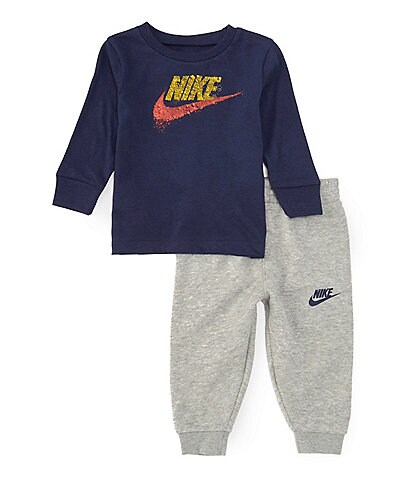 Nike Baby Boys 12-24 Months Long Sleeve Nike Sportwear Gravel Futura Logo Top and Jogger Pants Set