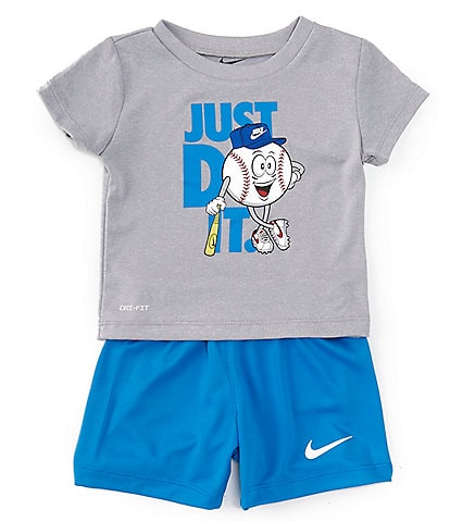 Nike Baby Boys 12-24 Months Short Sleeve Just Do It Baseball T-Shirt & Solid Shorts Set