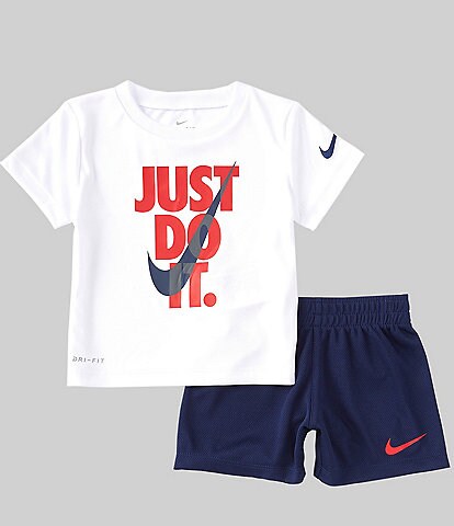 Nike Baby Boys 12-24 Months Short Sleeve Just Do It Interlock Tee & Solid Mesh Shorts Set