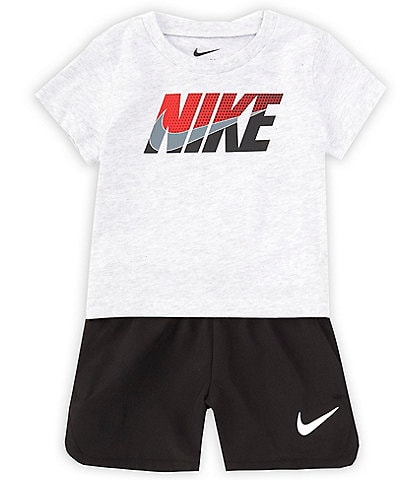 Nike Baby Boys 12-24 Months Short Sleeve Logo Block Jersey T-Shirt & Solid Microfiber Shorts Set