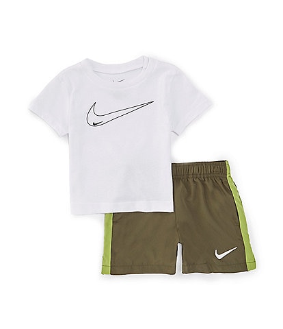 Nike Baby Boys 12-24 Months Short Sleeve Swoosh Jersey T-Shirt & Racing-Stripe Microfiber Shorts Set
