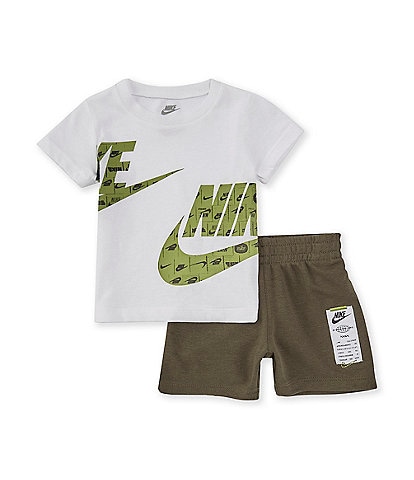 Nike Baby Boys 12-24 Months Short Sleeve Wraparound Logo Jersey T-Shirt & Solid French Terry Shorts Set