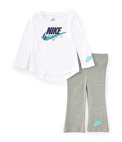 Nike Baby Girls 12-24 Months Long-Sleeve Logo-Graphic Jersey T-Shirt & Stretch Jersey Leggings Set